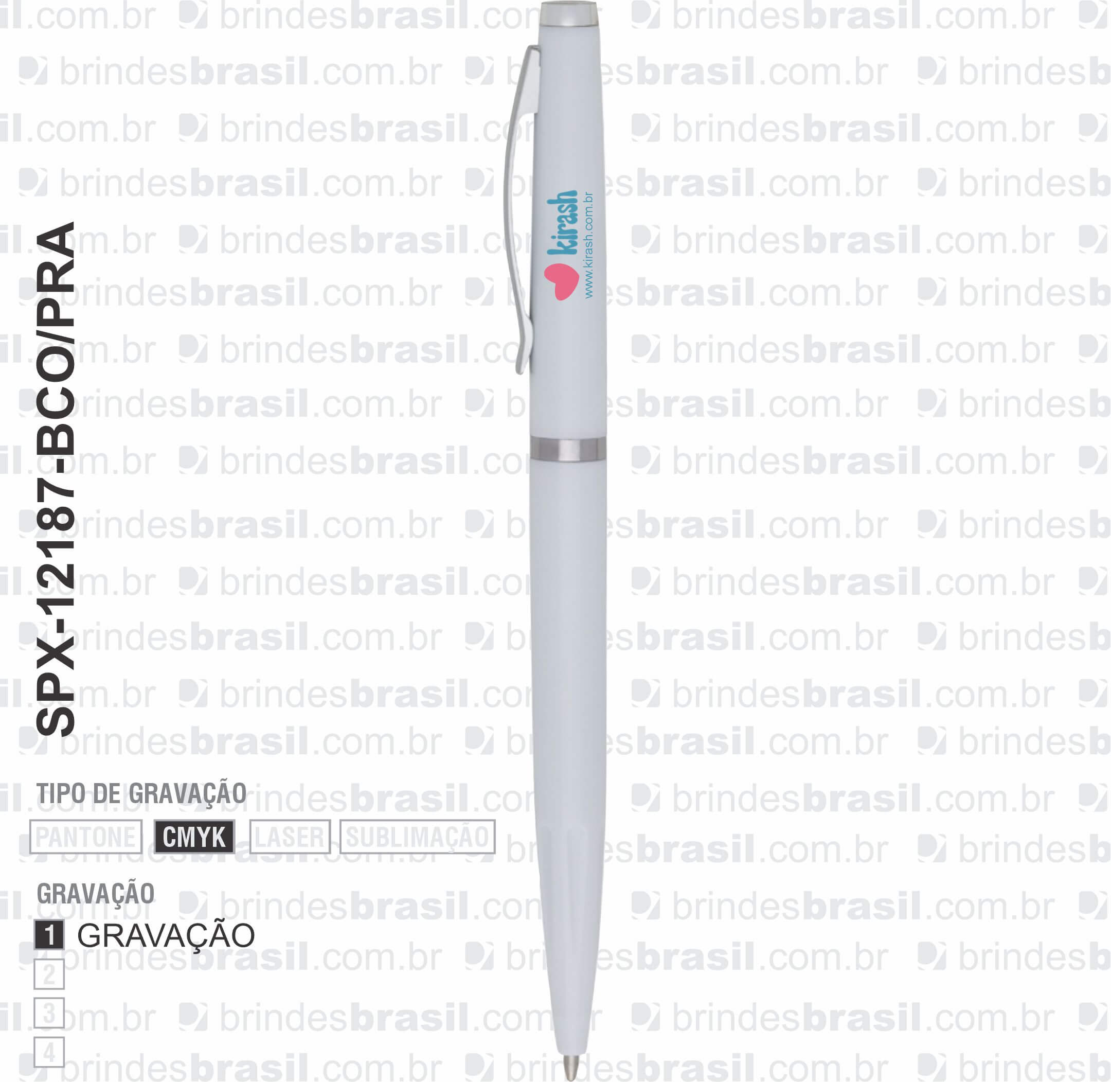 CANETA PLÁSTICA SPX-12187-BCO/PRA NA COR BRANCO - Imagem 4