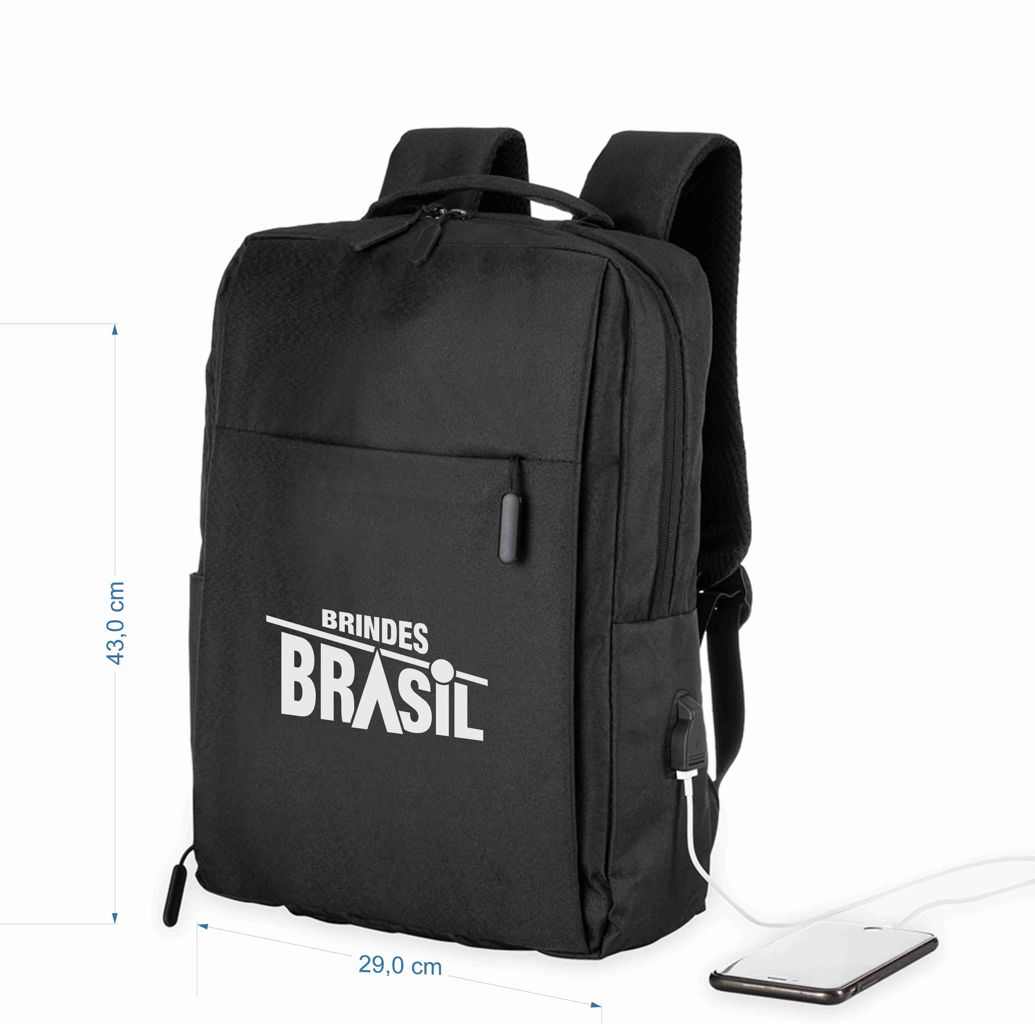 MOCHILA DE NYLON USB 20L SPX-01320-PRE NA COR PRETO - Imagem 2