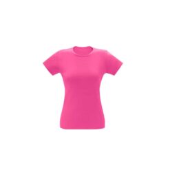 Camiseta feminina de corte cinturado em malha 100% algodão (170 g/m2) com fio 30/1 penteado.