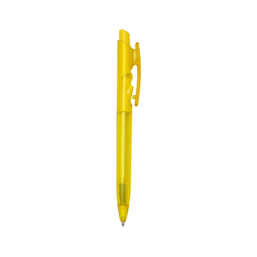 CANETA PLÁSTICA TRANSLUCIDA SPX-01097T-AMA NA COR AMARELO