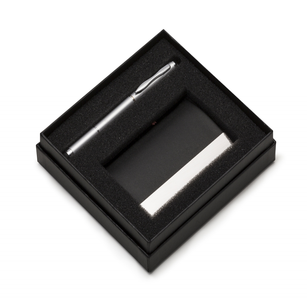 CONJUNTO CANETA 3 EM 1 C/ PORTA CARTÃO  SPX-12736-PRE NA COR PRETO