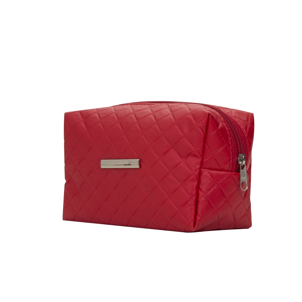 NECESSAIRE PUFF MATELASSÊ C/ DETALHE PRATA  SPX-13295-VM NA COR VERMELHO