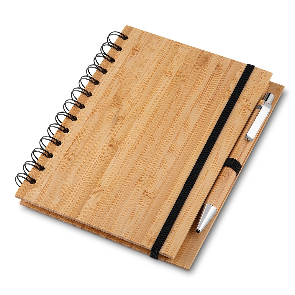 CADERNO PARA ANOTAÇÕES 18X13 C/ CANETA SPX-14661-BMB NA COR MADEIRA