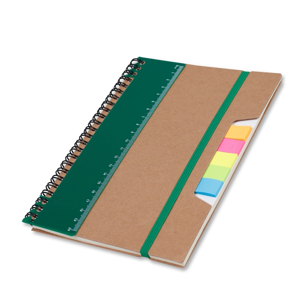 CADERNO P/ ANOT. KRAFT COM ELASTICO SPX-14692-VD NA COR VERDE