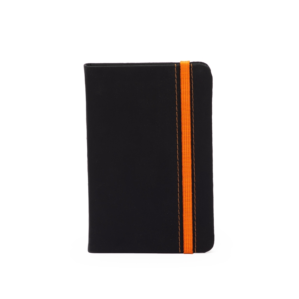 CADERNETA EMBORRACHADA C/COSTURA S/PAUTA SPX-15051-PRE/LAR NA COR PRETO