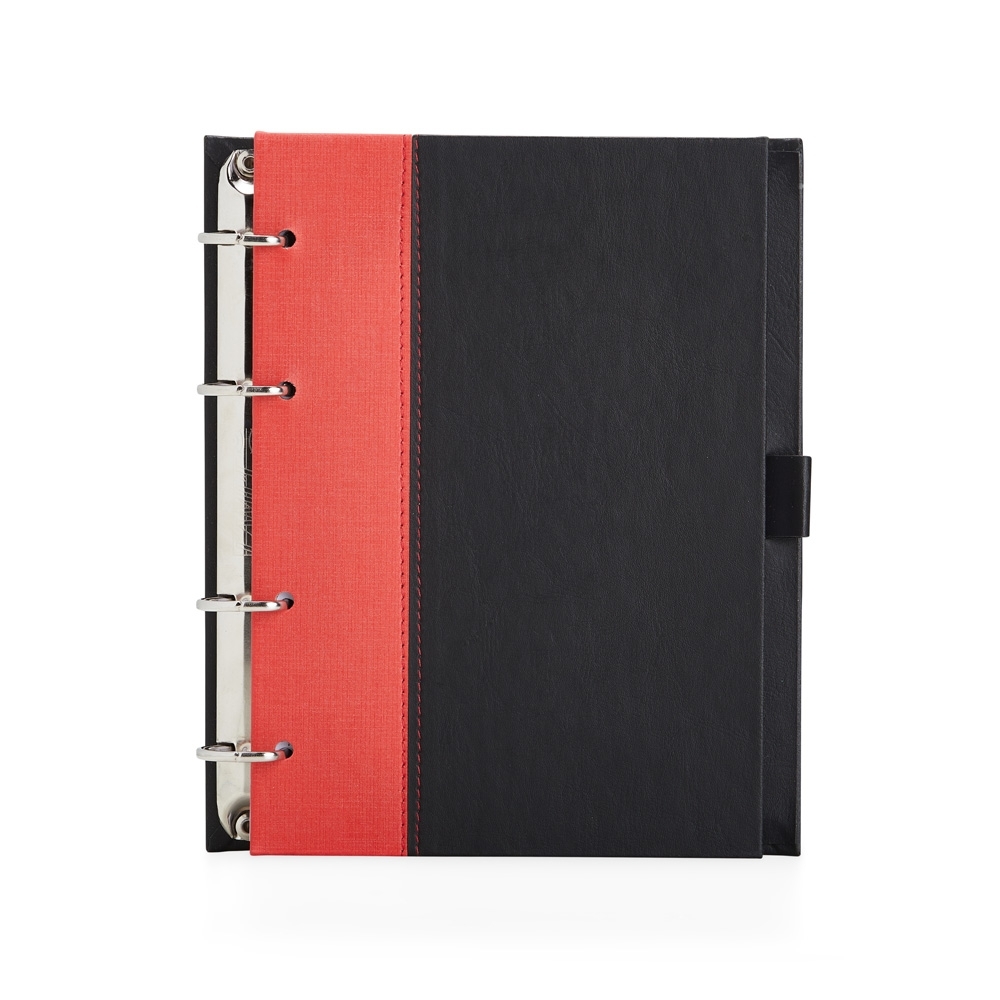 CADERNO FICHÁRIO DE COURO SINTÉTICO SPX-14953-PRE/VM NA COR PRETO