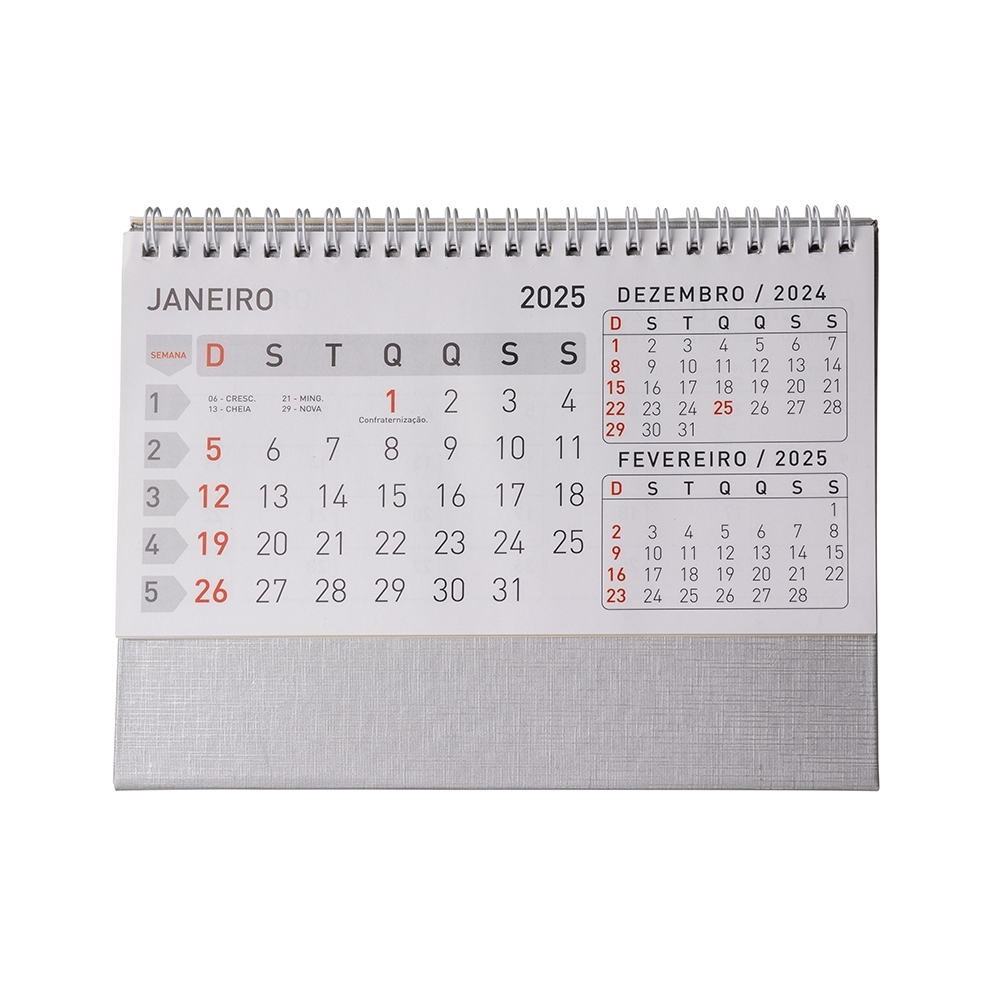 CALENDÁRIO DE MESA 2026 SPX-14950G-PRA NA COR PRATA