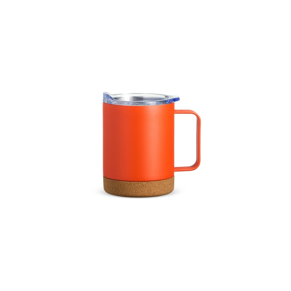CANECA TÉRMICA COM CORTIÇA DE 400ML SPX-18838-LAR NA COR LARANJA