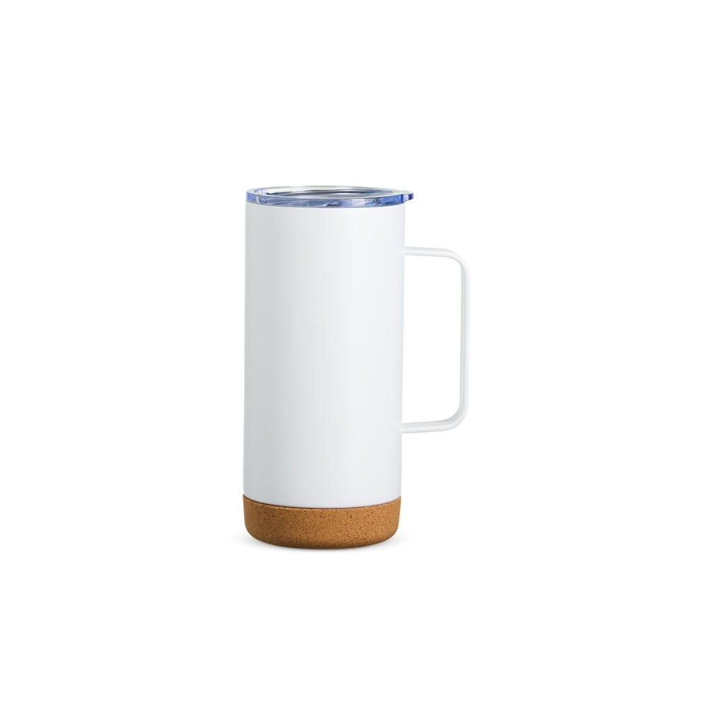 CANECA TÉRMICA COM CORTIÇA DE 500ML SPX-18839-BCO NA COR BRANCO