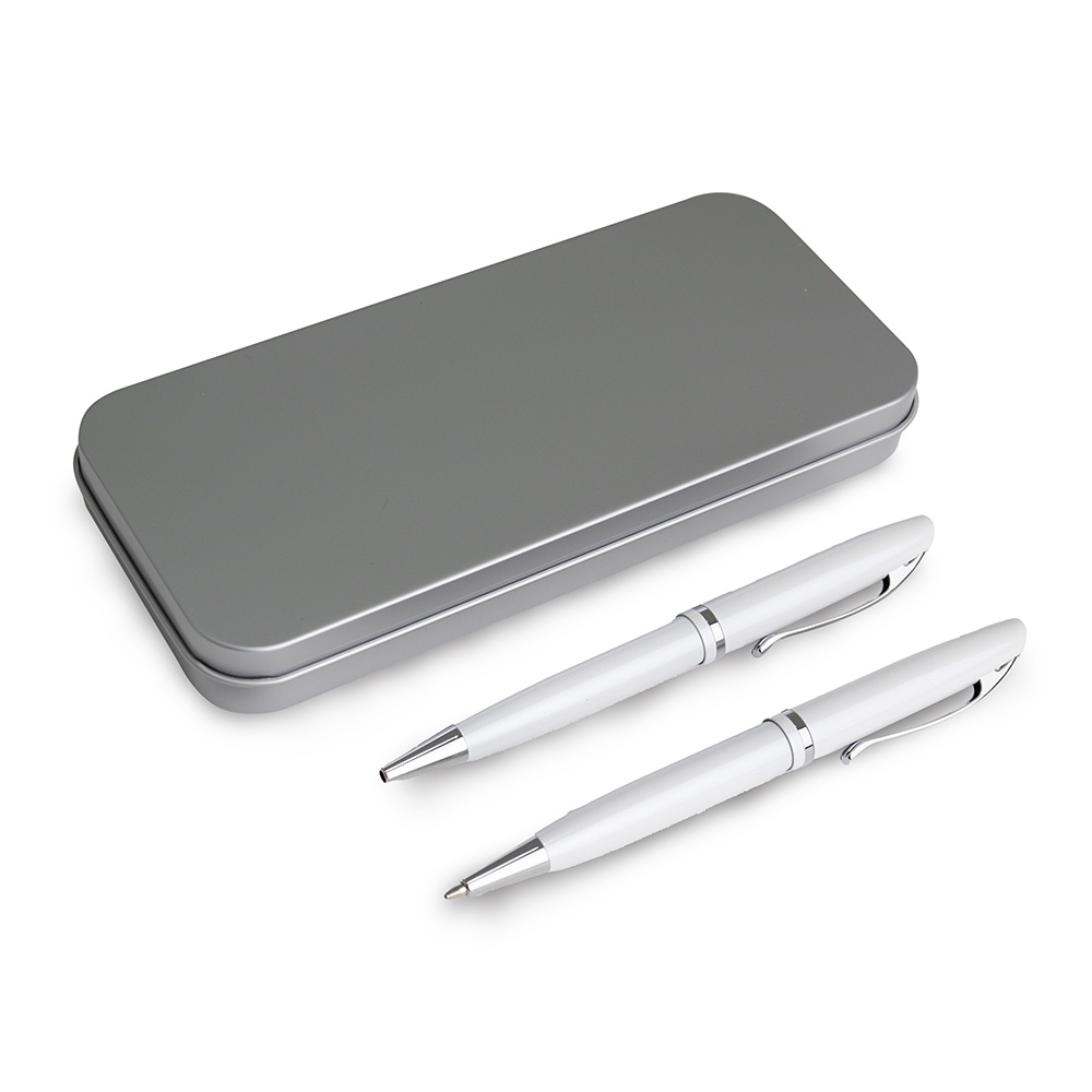 CONJUNTO CANETA E LAPISEIRA METAL SPX-07005-BCO NA COR BRANCO