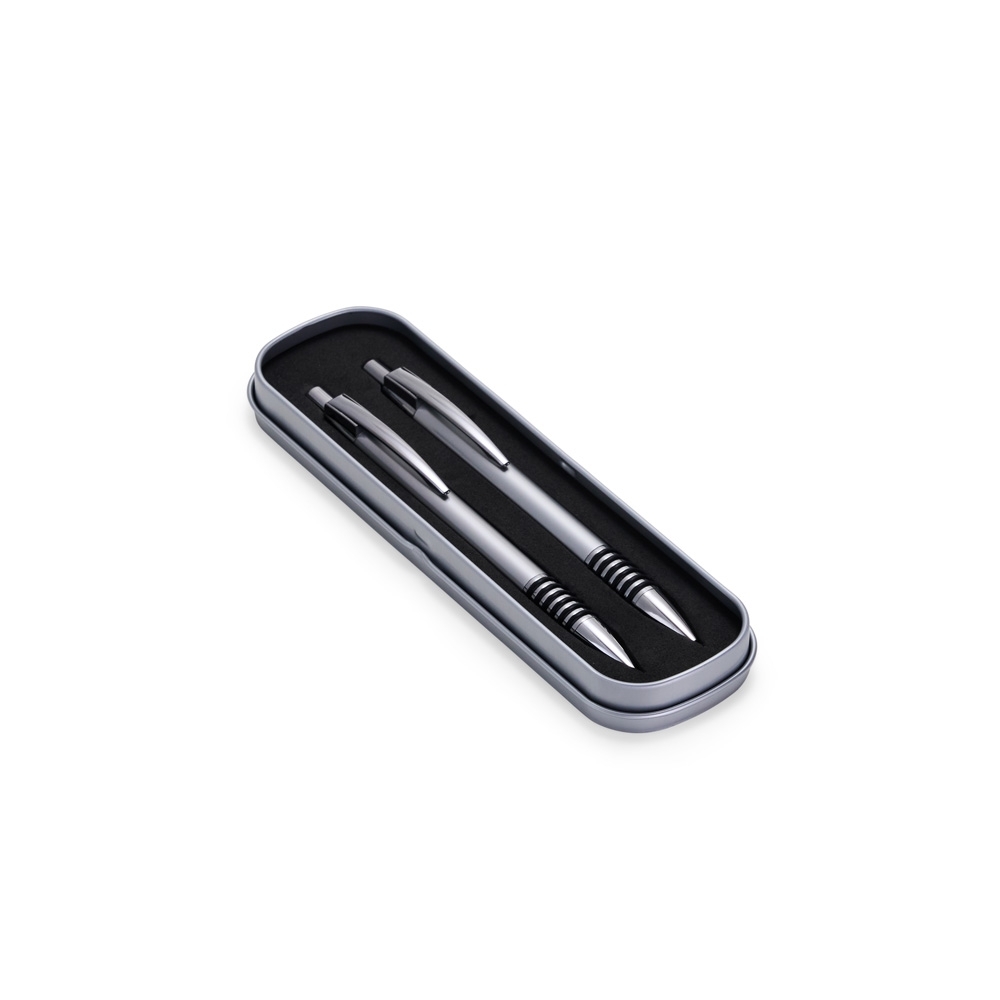 CONJUNTO CANETA E LAPISEIRA METAL SPX-08094-PRA NA COR PRATA