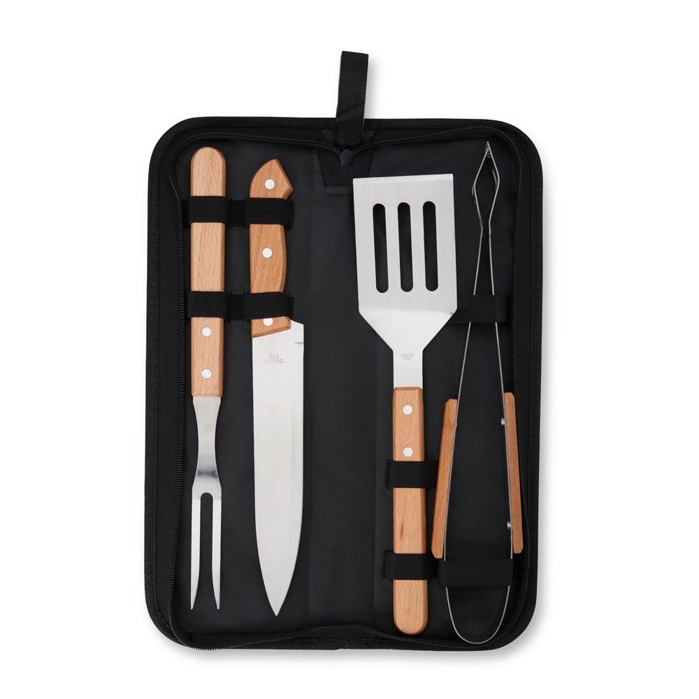 KIT CHURRASCO 4 PEÇAS SPX-08199-PRE NA COR PRETO