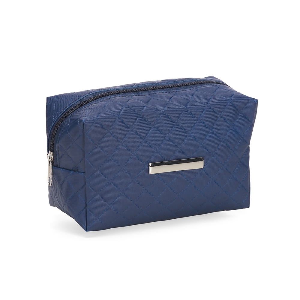 NECESSAIRE PUFF MATELASSÊ C/ DETALHE PRATA  SPX-13295-AZE NA COR AZUL