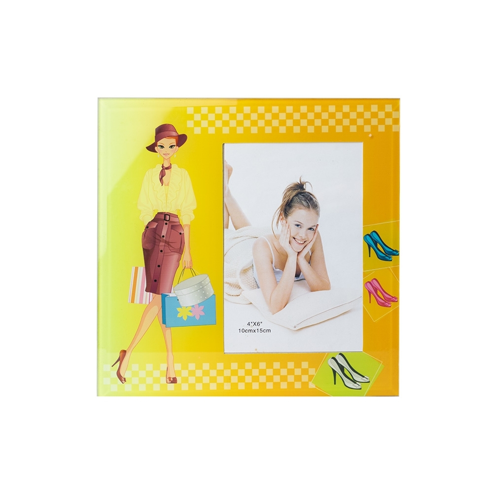 PORTA RETRATO 10X15 CM VIDRO SPX-P$04527-AMA NA COR AMARELO
