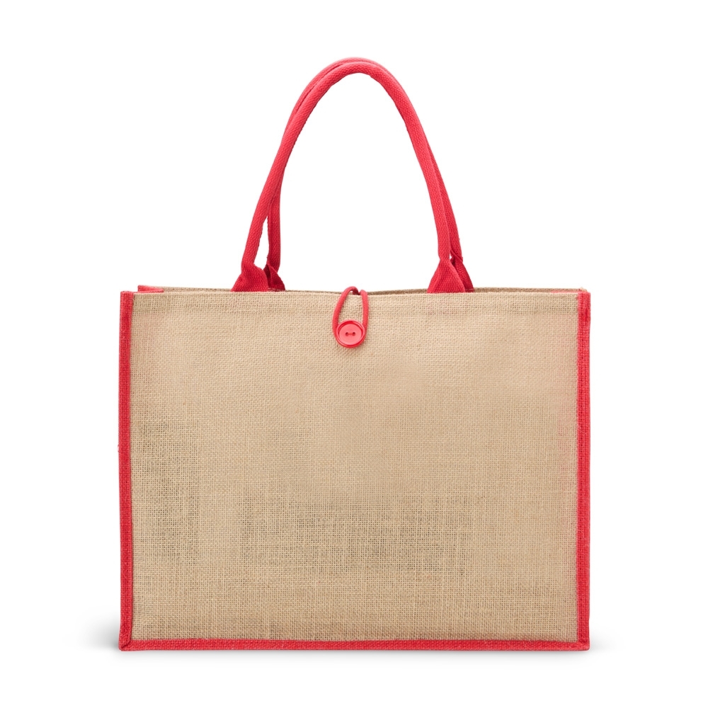 SACOLA DE JUTA COM BOTÃO SPX-18842-VM NA COR VERMELHO