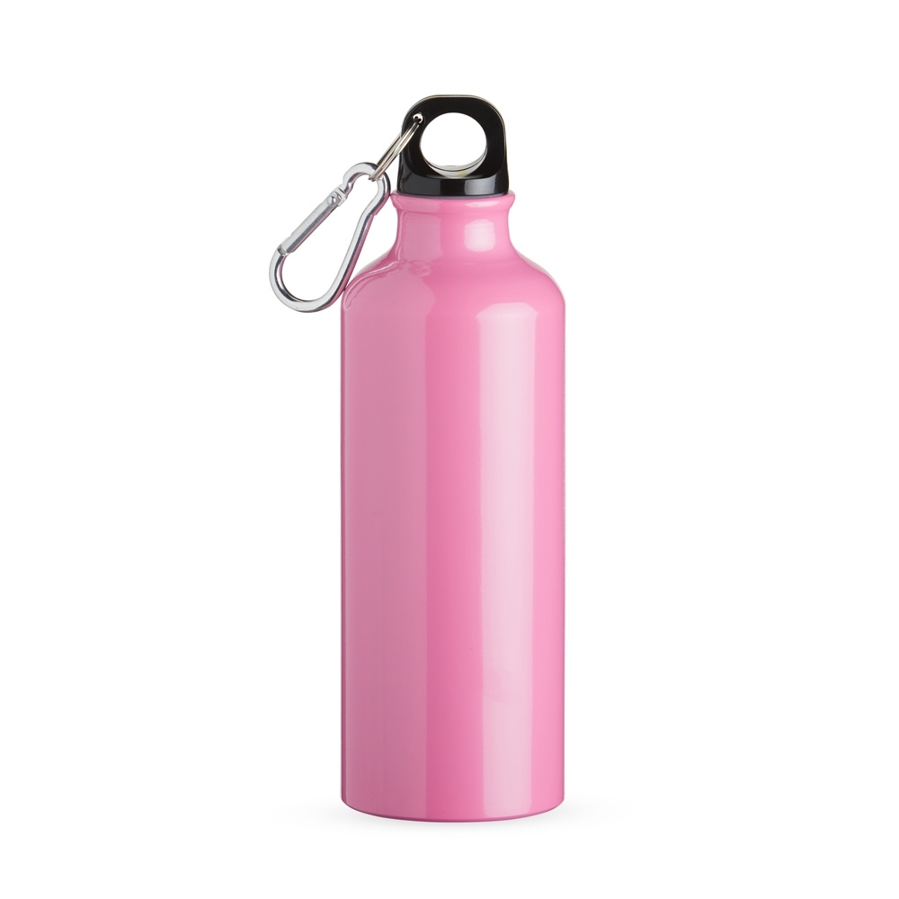 SQUEEZE ALUMINIO 500ML C/ BICO E MOSQUETÃO SPX-9139A-RSC NA COR ROSA