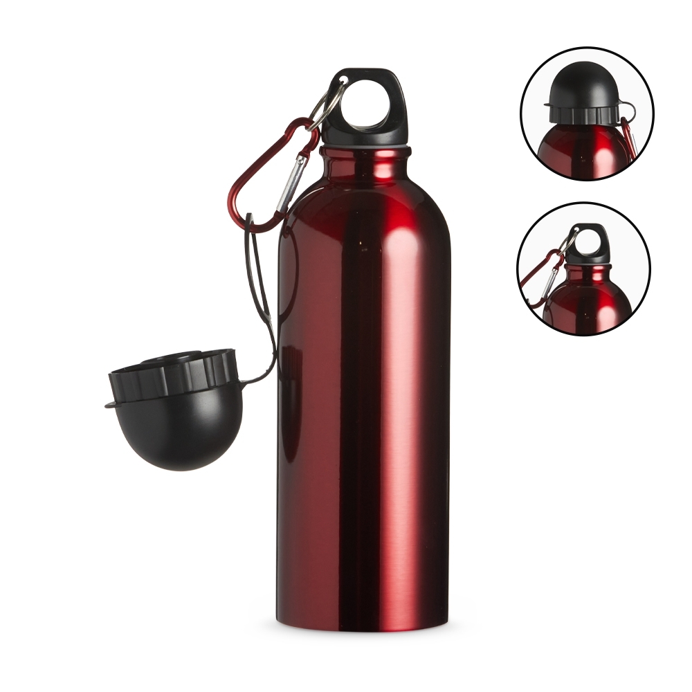 SQUEEZE INOX 500ML C/ BICO E MOSQUETÃO SPX-9139I-VM NA COR VERMELHO