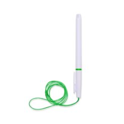 CANETA PLÁSTICA COM CORDÃO SPX-01092-BCO/VD NA COR BRANCO