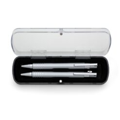 KIT ESTOJO ACRILICO C/ CANETA  LAPISEIRA 5 ANEIS SEMI METAL  SPX-P@12609-PRA NA COR PRATA