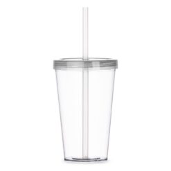 COPO C/ TAMPA E CANUDO  SPX-P@14505-TRA/FUM NA COR TRANSPARENTE